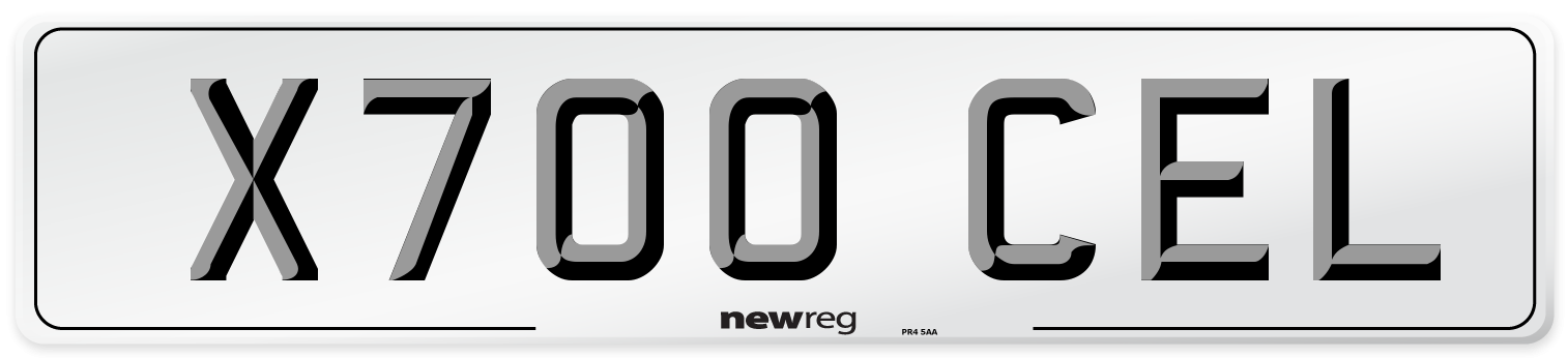 X700 CEL Number Plate from New Reg